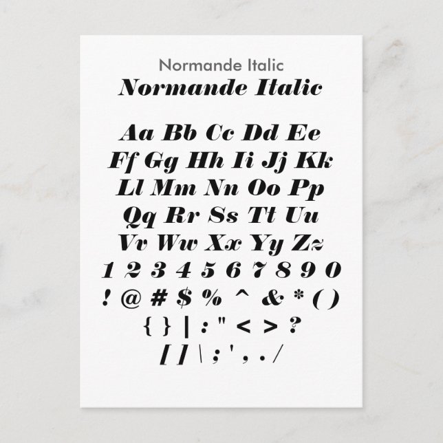 Carte Postale Normande Italic - Feuille d'échantillonnage de pol (Devant)