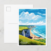 Normandie France Art Travel Illustration Vintage