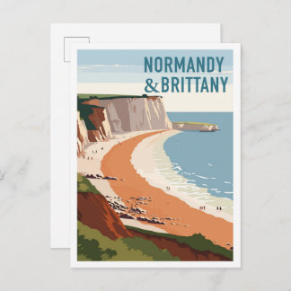 Carte Postale Normandy and Brittany France vintage Travel