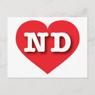 Carte Postale North Dakota Red Heart - J'aime ND