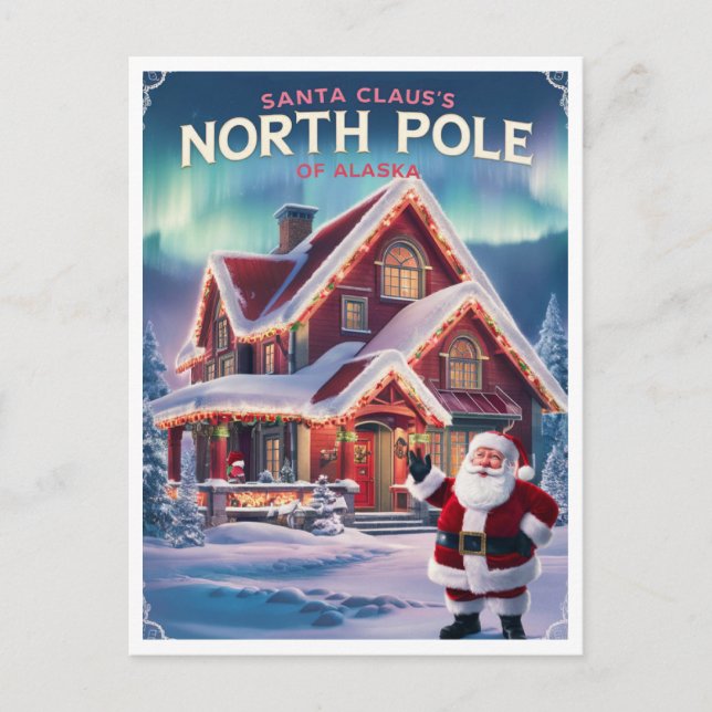 Carte Postale North pole Alaska Père Noël Home (Devant)