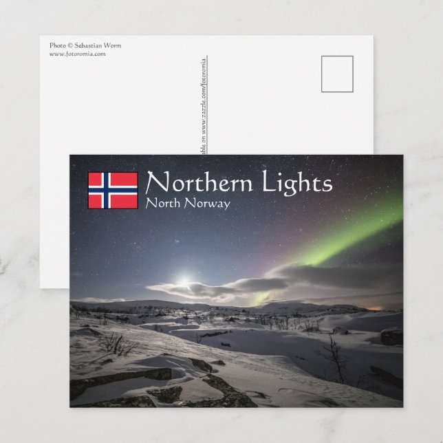 Carte Postale Northern Lights Norvège (Devant / Derrière)