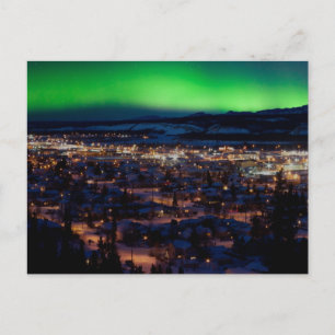 Carte Postale Northern Lights sur le centre-ville de Whitehorse