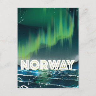 Carte Postale Norvège Aurora Northern Lights Affiche de voyage