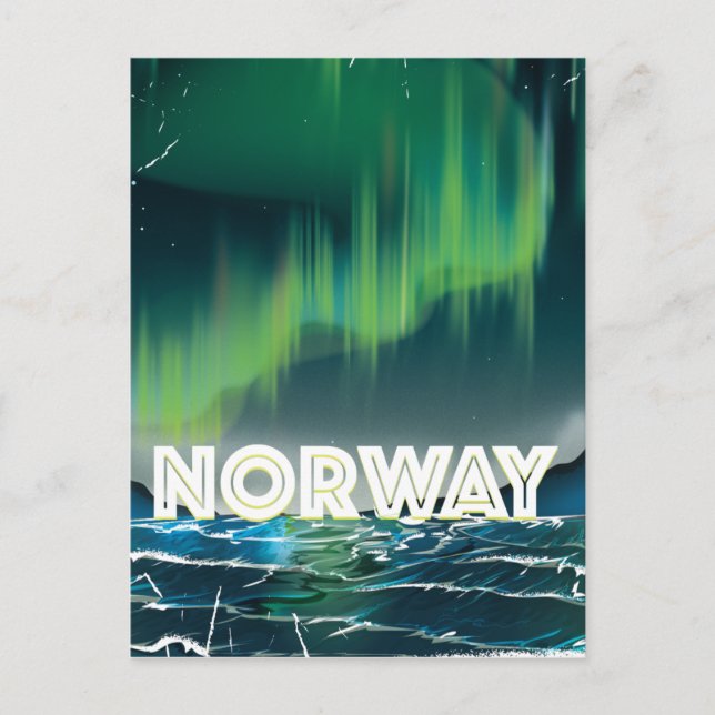 Carte Postale Norvège Aurora Northern Lights Affiche de voyage (Devant)