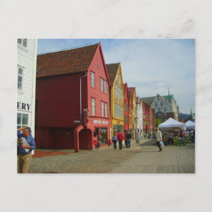Carte Postale Norvège, Bergen, maisons peintes