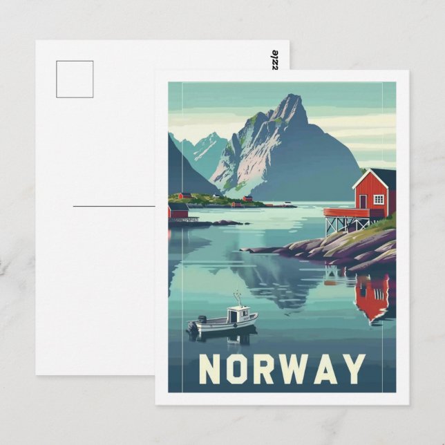 Carte Postale Norvège Europe Vintage Lieu de voyage célèbre (Devant / Derrière)