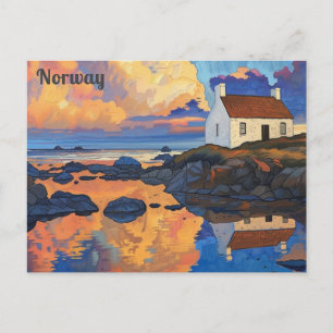 Carte Postale Norvège Iles Lofoten Aquarelle Voyage Norvégien