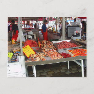 Carte Postale Norvège, marché aux poissons de Bergen