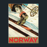 Carte Postale Norvège - Pays d'origine des sports de ski<br><div class="desc">Norvège - Accueil de Skiing Travel Poster Art restauré Posters Vintage voyage et Ad Art Dagtin Th. Hanssen - 1935 affiche publicitaire Vintage de Norvégien cross-country / ski de montagne utilisant des skis de télémark dans l'arrière-pays de Norvège. "Notre art est plus qu'un passe-temps, c'est une passion !" Notre collection...</div>
