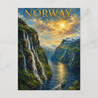 Carte Postale Norvège : souvenir artistique de coucher de soleil