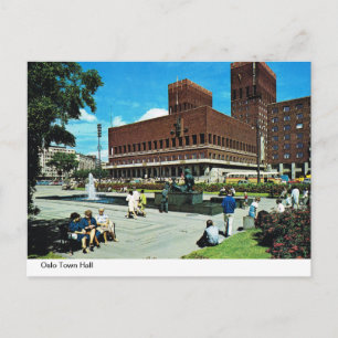 Carte Postale Norvège vintage, hôtel de ville d'Oslo