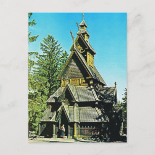 Carte Postale Norvège vintage, Oslo, église Stave