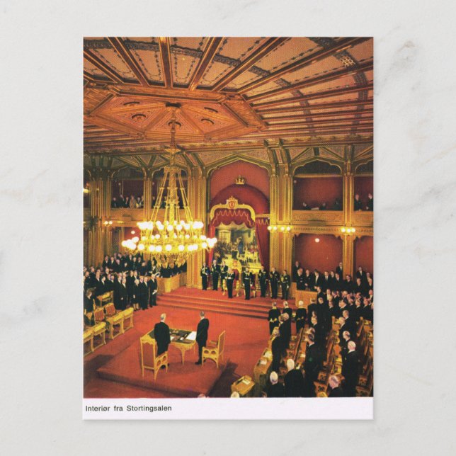 Carte Postale Norvège vintage, Oslo, Parlement (Devant)