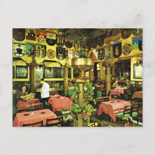 Carte Postale Norvège vintage, Oslo, restaurant traditionnel