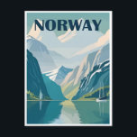 Carte Postale Norvège voyage vintage hiver europe croisière<br><div class="desc">vintage,  rétro,  voyage,  moderne,  aquarelle,  classique,  illustration,  Norvège,  hiver,  croisière, </div>