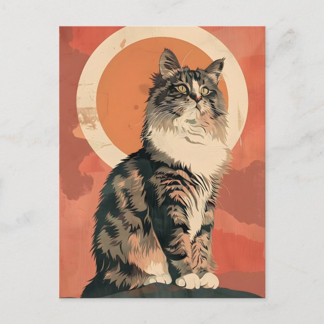 Carte Postale Norwegian Forest Cat Art Moderne (Devant)