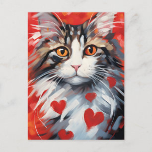 Carte Postale Norwegian Forest Chat Valentine's day