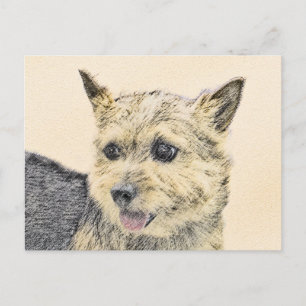 Carte Postale Norwich Terrier Peinture - Cute Original Chien Art
