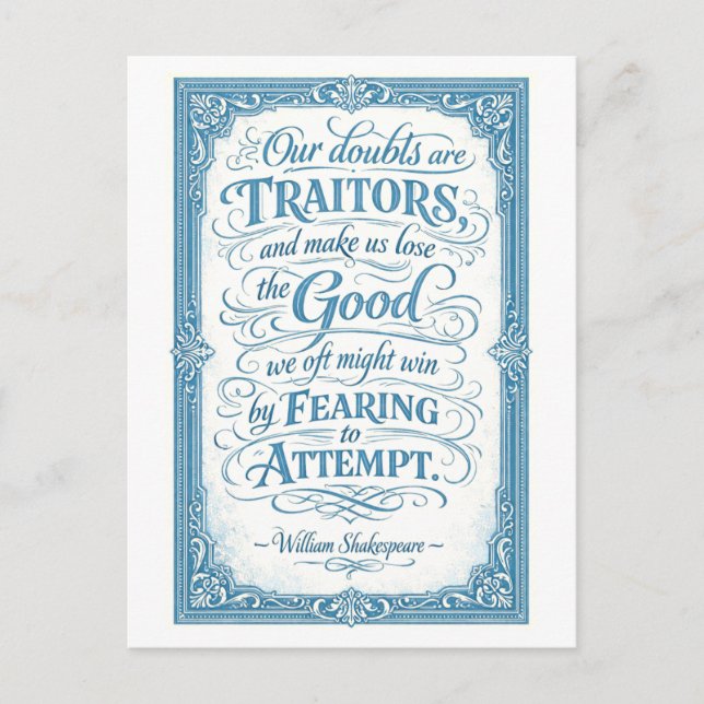 Carte Postale "Nos doutes sont des traîtres" Shakespeare (Devant)