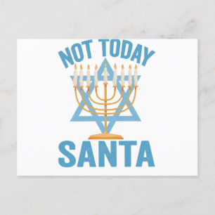 Carte Postale Not Today Santa Jewish Hanukkah Holiday Menorah