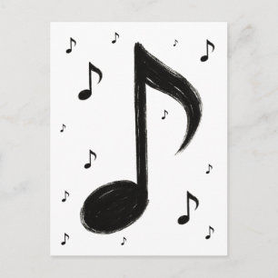 Carte Postale Note de Musique Minimaliste – Style Pinceau à Encr