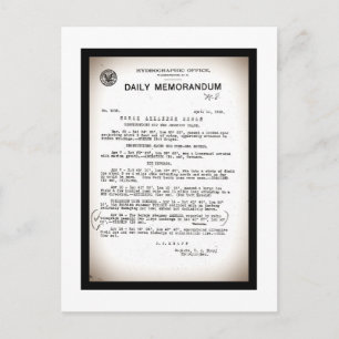 Carte Postale Note de service du Bureau Hydrographique Catastrop