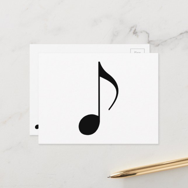 Carte Postale note musicale noire (Devant/Arrière en situation)