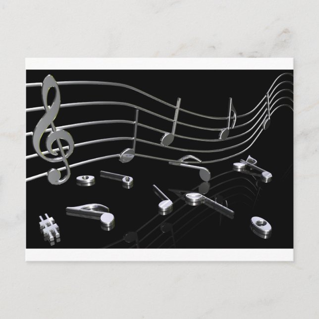 Carte Postale Noten, Musik, schwarz (Devant)