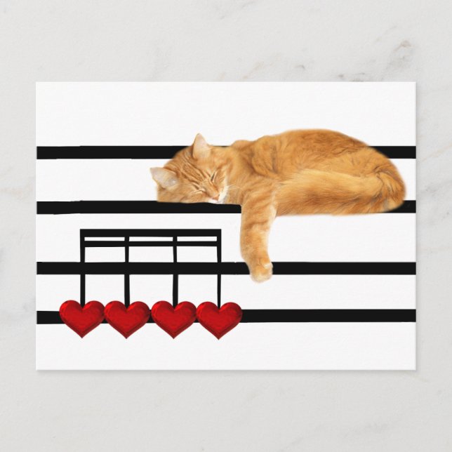 Carte Postale Notes d'amour du chat (Devant)