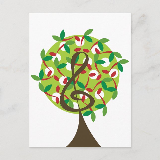 Carte Postale Notes de cerisier musicales en treble Arbre de la  (Devant)