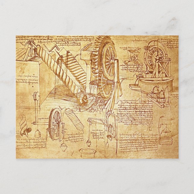 Carte Postale Notes de Da Vinci (Devant)