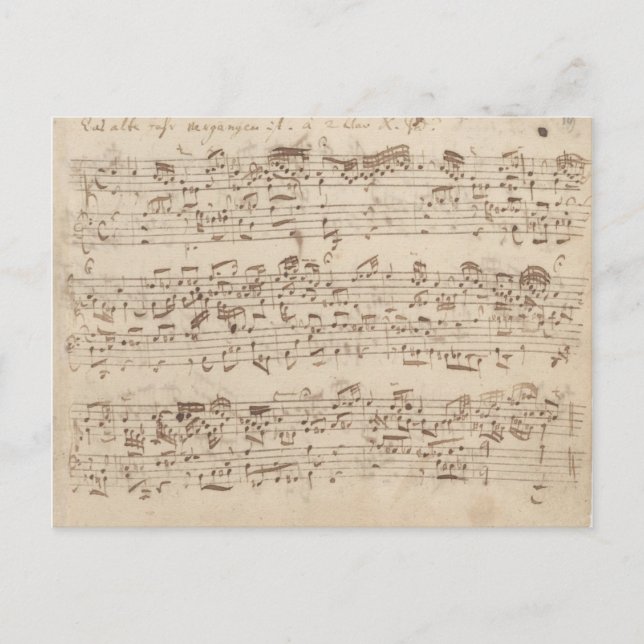Carte Postale Notes de musique ancienne - Feuille de musique Bac (Devant)