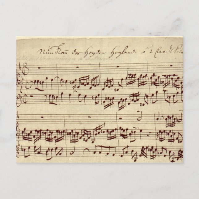 Carte Postale Notes de musique ancienne - Feuille de musique Bac (Devant)