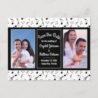 Carte Postale Notes de musique Black White moderne Photo Enregis