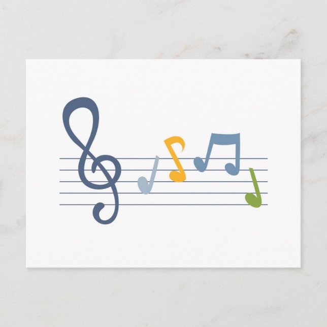 Carte Postale Notes de musique colorée (Devant)