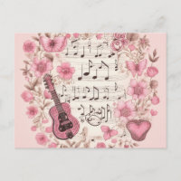 Notes de musique et Fleurs style rétro