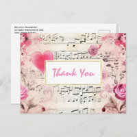 Notes de musique et roses design vintage Merci