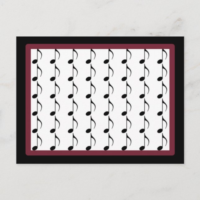 Carte Postale Notes de musique noir et burgundy (Devant)