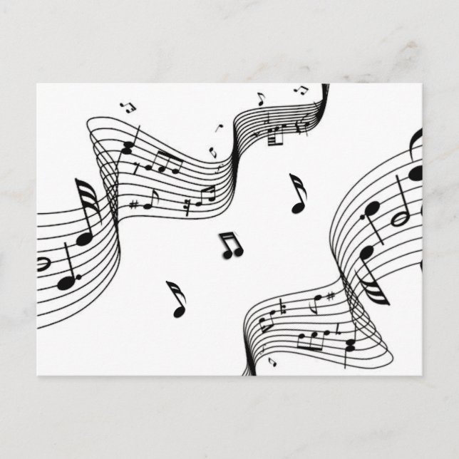 Carte Postale Notes de musique sur blanc  (Devant)