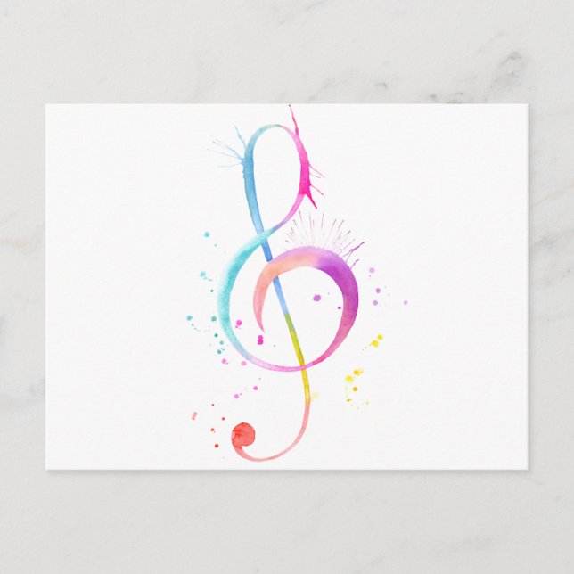 Carte Postale Notes de musique Watercolor (Devant)