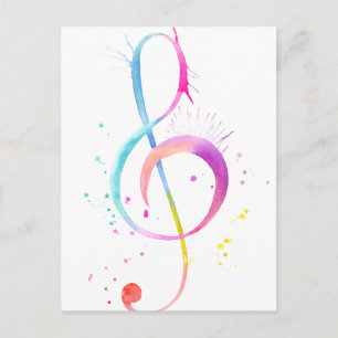 Carte Postale Notes de musique Watercolor