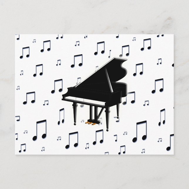 Carte Postale Notes de piano et de musique (Devant)