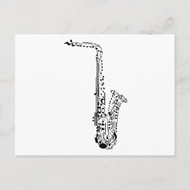 Carte Postale Notes de Saxaphone (Devant)