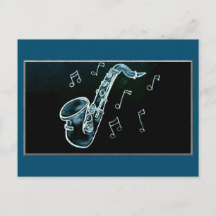 Carte Postale Notes de saxophone et de musique