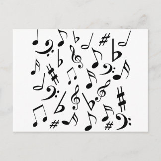 Carte postale Notes musicales - blanc et noir