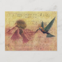 Notes musicales de Fleurs vintages et de Colibris