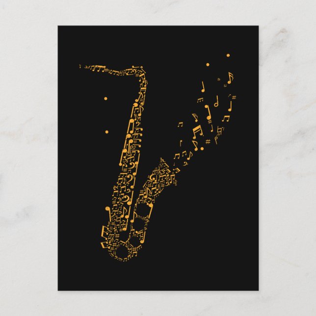 Carte Postale Notes musicales de saxophone Instrument Saxophonis (Devant)