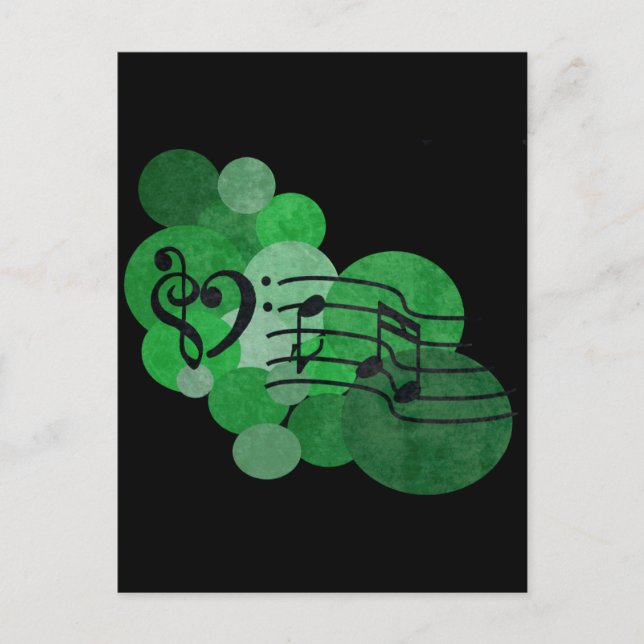 Carte Postale Notes musicales et pois - vert vif (Devant)