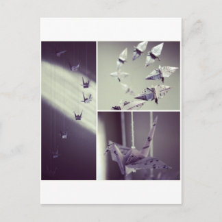 Carte Postale Notes musicales Origami Crane Mobile
